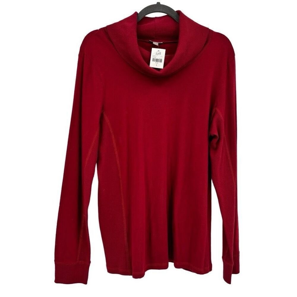 J. Jill Long Sleeve Knit Turtleneck Top Ruby Red‎ Large NWT